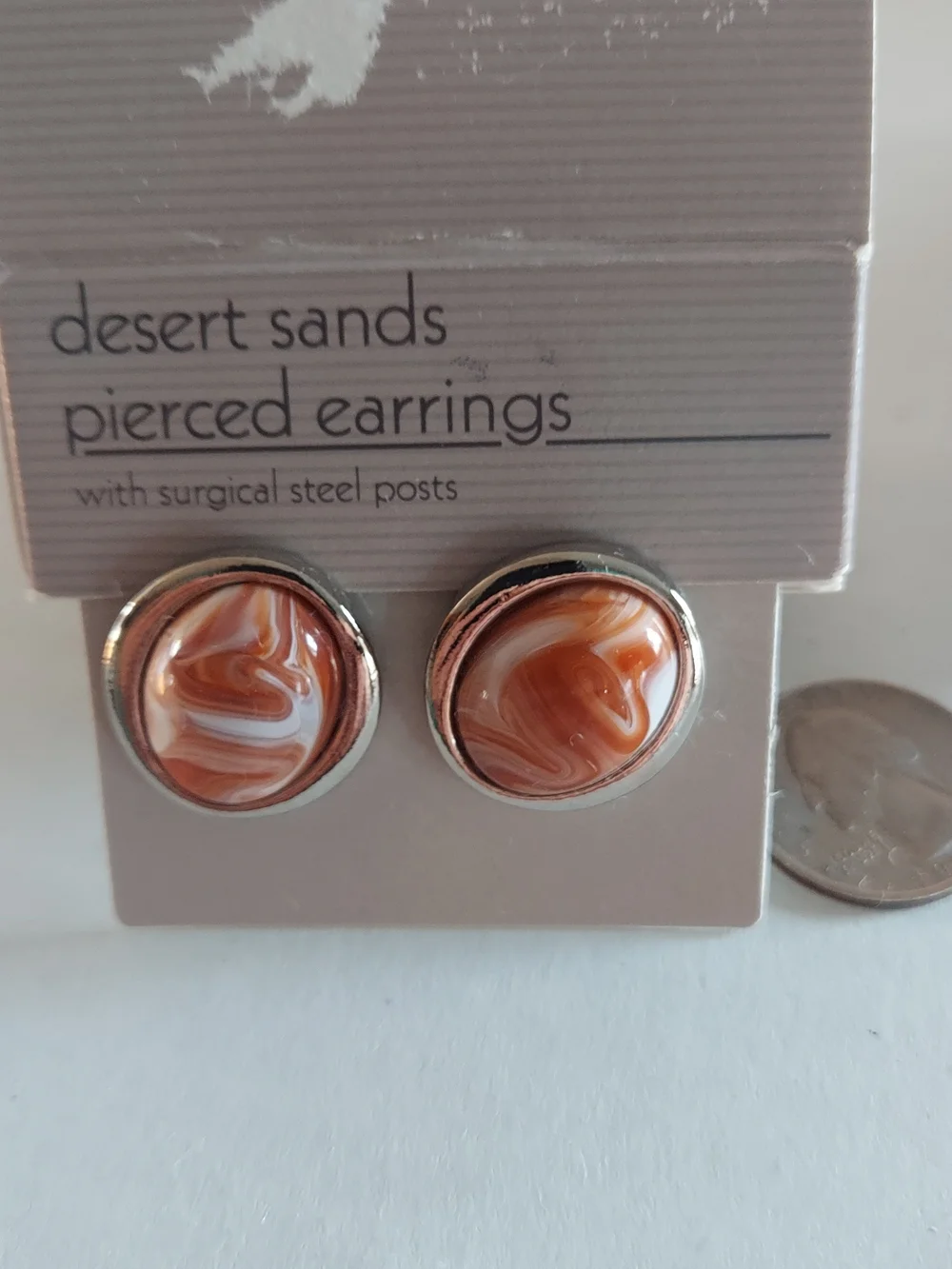Vintage Avon Desert Sands Orange and White Pierced Earrings